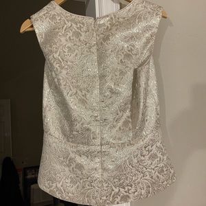 White House Black Market Goldish Foil Peplum Top